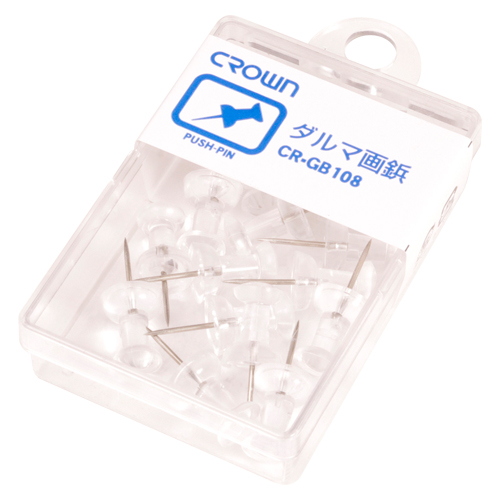 クラウン　ＣＲ－ＧＢ１０８－Ｔ　ダルマ画鋲　１６本　透明