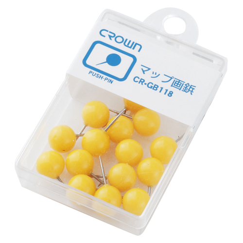 クラウン　ＣＲ－ＧＢ１１８－Ｙ　マップ画鋲　１５本　黄