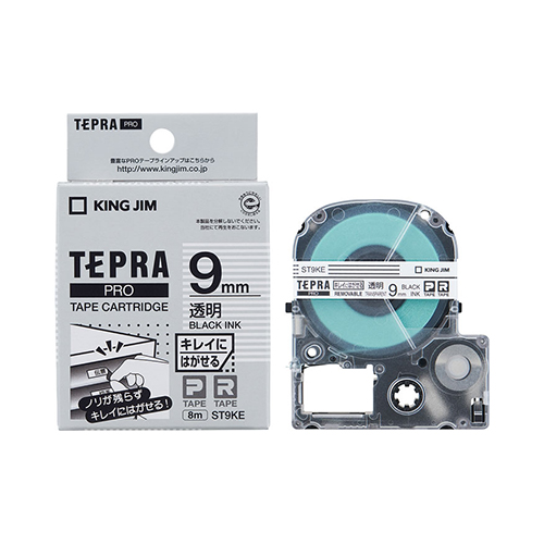 キングジム　ＳＴ９ＫＥ　テプラＰＲＯテ－プ　キレイ　透明／黒文字