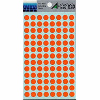 エーワン　０７００５　カラーラベル　９ｍｍ丸　橙