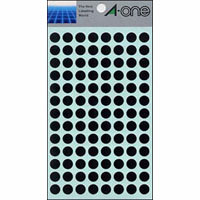 エーワン　０７００９　カラーラベル　９ｍｍ丸　黒