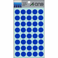 エーワン　０７０２２　カラーラベル１５ｍｍ丸　青