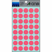 エーワン　０７０２８　カラーラベル１５ｍｍ丸　桃