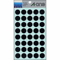 エーワン　０７０２９　カラーラベル１５ｍｍ丸　黒