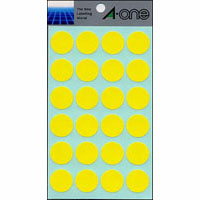エーワン　０７０４４　カラーラベル２０ｍｍ丸　黄
