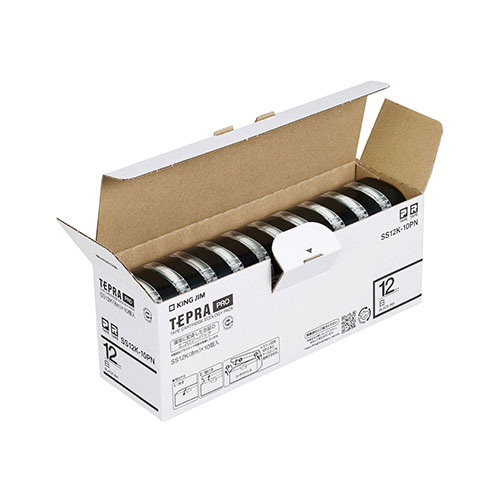 キングジム　ＳＳ１２Ｋ－１０ＰＮ　ＰＲＯテ－プエコパック白ラベル１０個