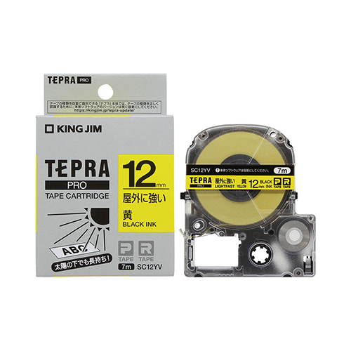 キングジム　ＳＣ１２ＹＶ　テプラＰＲＯテ－プ屋外に強い黄／黒文字