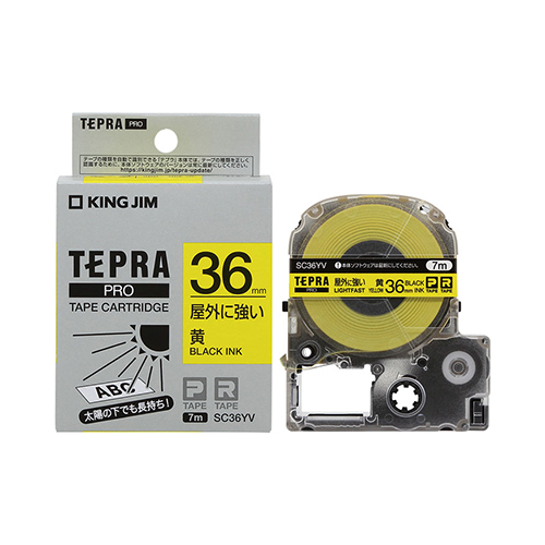 キングジム　ＳＣ３６ＹＶ　テプラＰＲＯテ－プ屋外に強い黄／黒文字