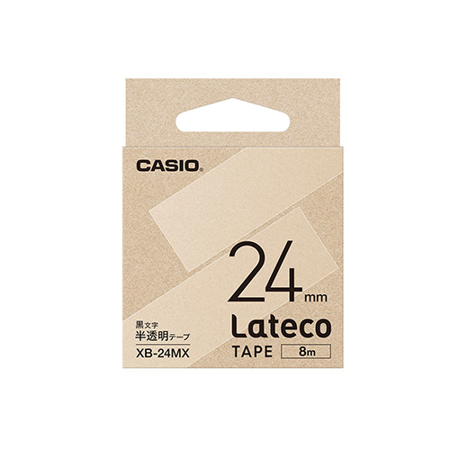 カシオ　ＸＢ－２４ＭＸ　ラテコテープ　半透明に黒文字２４ｍｍ