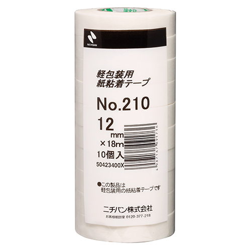ニチバン　２１０－１２　紙粘着テープ２１０　１２ｍｍ　白１０巻