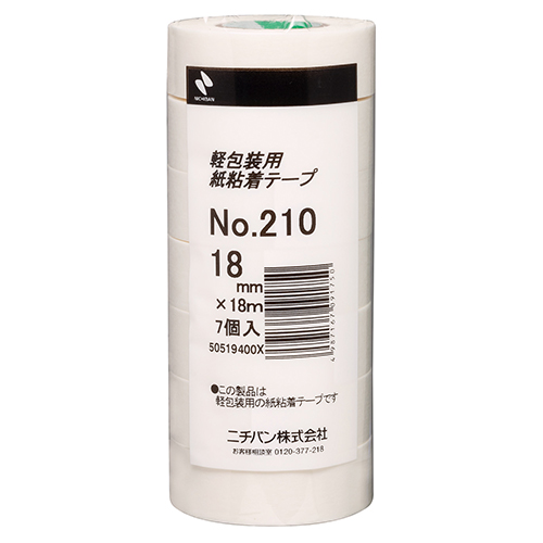 ニチバン　２１０－１８　紙粘着テープ２１０　１８ｍｍ　白　７巻