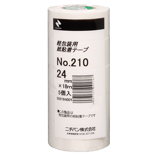 ニチバン　２１０－２４　紙粘着テープ２１０　２４ｍｍ　白５巻