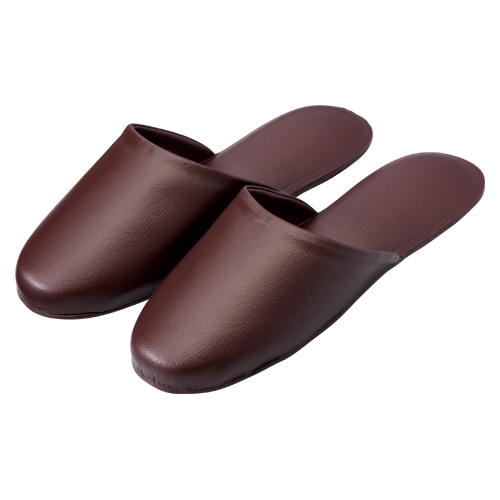 オーミケンシ　５７０７－１０　レザー調スリッパ１０足組　ダークブラウン