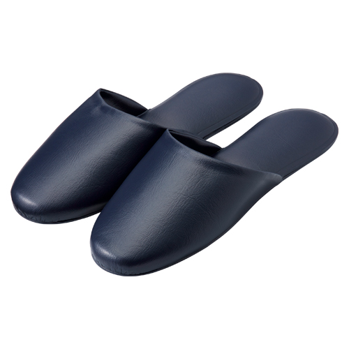 オーミケンシ　５７０６－１０　レザー調スリッパ１０足組　ダークブルー