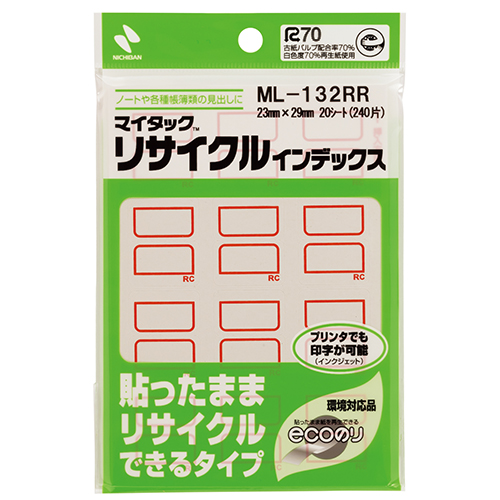 ニチバン　ＭＬ－１３２ＲＲ　アカワク　マイタックリサイクルインデックス　赤枠