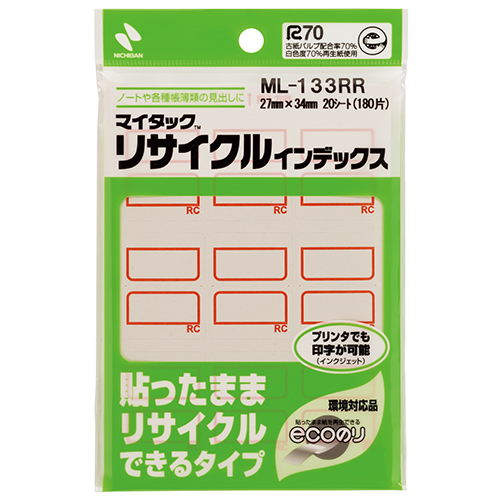 ニチバン　ＭＬ－１３３ＲＲ　アカワク　マイタックリサイクルインデックス　赤枠