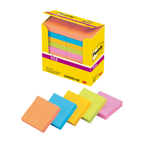 スリーエム　６５０２ＳＳ－ＮＥ　強粘着ノート　パワーパック　５色混色