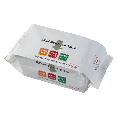 オーミケンシ　９４８１５０１　綿１００％のウェットタオル１０枚入り