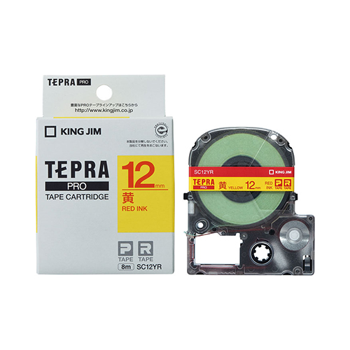 キングジム　ＳＣ１２ＹＲ　ＰＲＯテープ　カラーラベル　　黄／赤文字