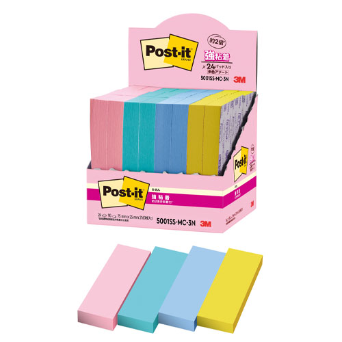 スリーエム　５００１ＳＳ－ＭＣ－３Ｎ　ポストイット強粘着ふせん　マルチカラー