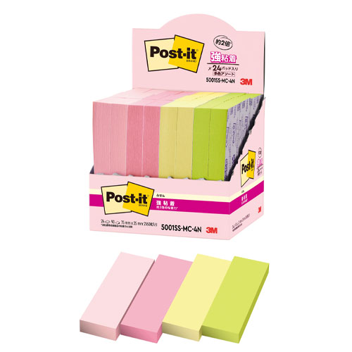 スリーエム　５００１ＳＳ－ＭＣ－４Ｎ　ポストイット強粘着ふせん　マルチカラー
