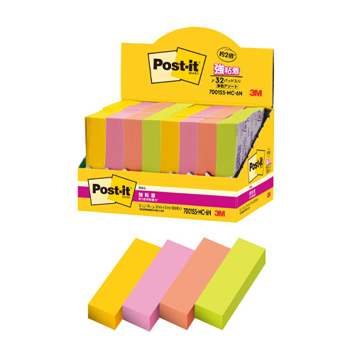 スリーエム　７００１ＳＳ－ＭＣ－６Ｎ　ポストイット強粘着見出し　マルチカラー