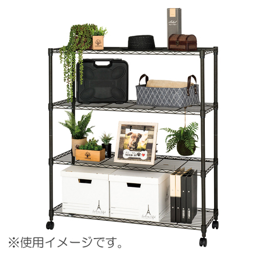 ドウシシャ　ＮＯ１１１２－４　ルミナスノワールフリーラック４段１１０Ｗ