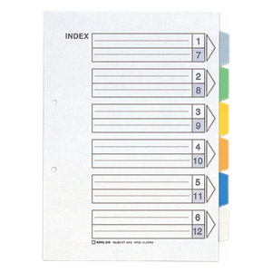 キングジム　９０７－６Ｙ　カラーインデックス６色６山　Ａ４縦型