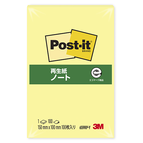 スリーエム　６５９ＲＰ－Ｙ　ポストイット　再生紙ノート　イエロー