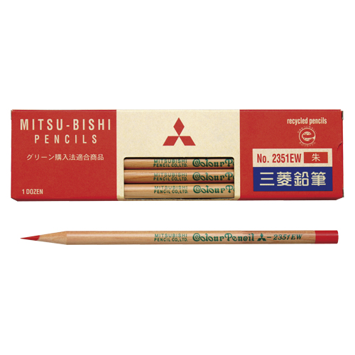 三菱鉛筆　Ｋ２３５１ＥＷ　朱通し鉛筆　エコ（１２本入）