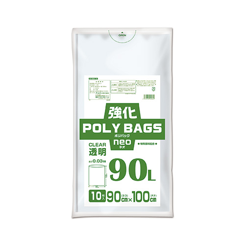 オルディ　ＫＰ－Ｎ９０－１０　強化ポリバッグネオ　９０Ｌ透明１０Ｐ