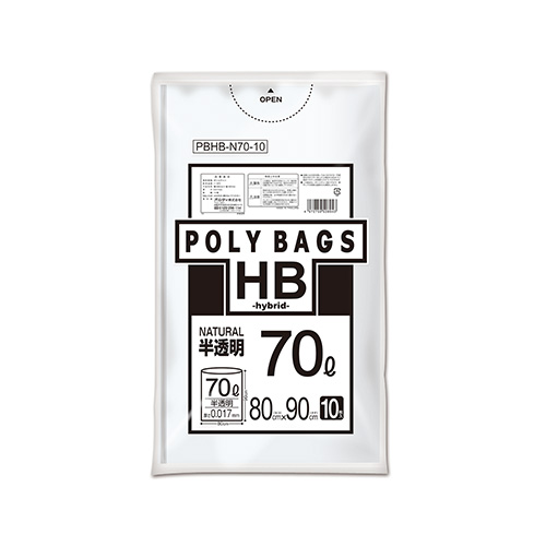 オルディ　ＰＢＨＢ－Ｎ７０－１０　ポリバッグＨＢ　７０Ｌ半透明　１０Ｐ
