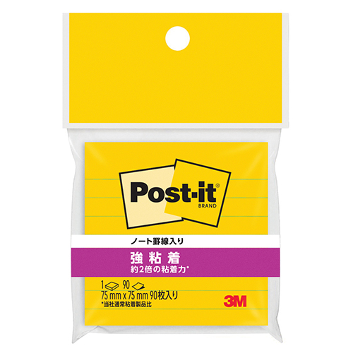 スリーエム　６３０ＳＳ－ＹＮ　ポスト・イット　強粘着ノート　罫線入り