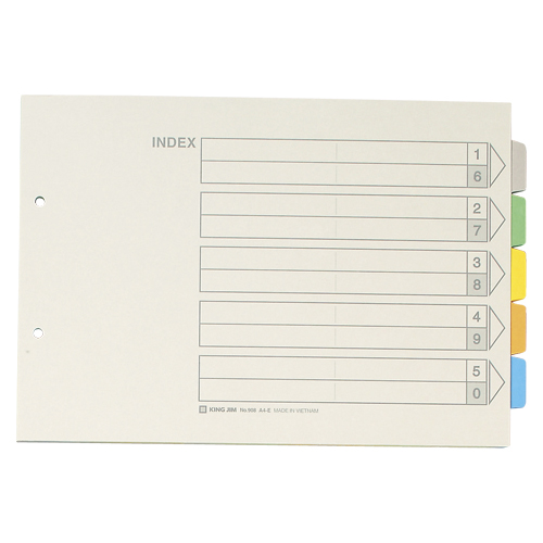キングジム　９０８　カラーインデックス５色５山　Ａ４横