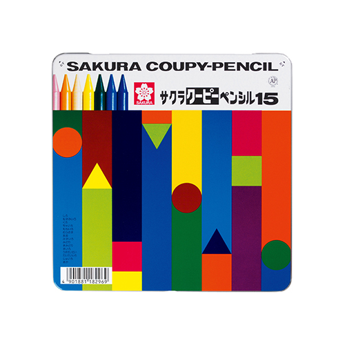サクラクレパス　ＦＹ１５　クーピーペンシル１５色（缶入り）