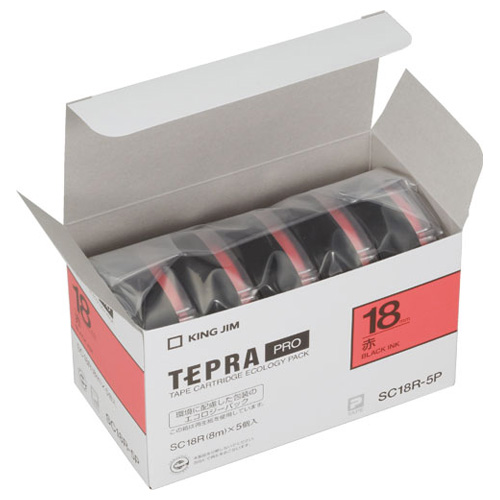 キングジム　ＳＣ１８Ｒ－５Ｐ　ＰＲＯテ－プエコパックカラ－赤【５個入】