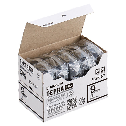 キングジム　ＳＳ９Ｋ－５Ｐ　ＰＲＯテ－プエコパック白ラベル【５個入】