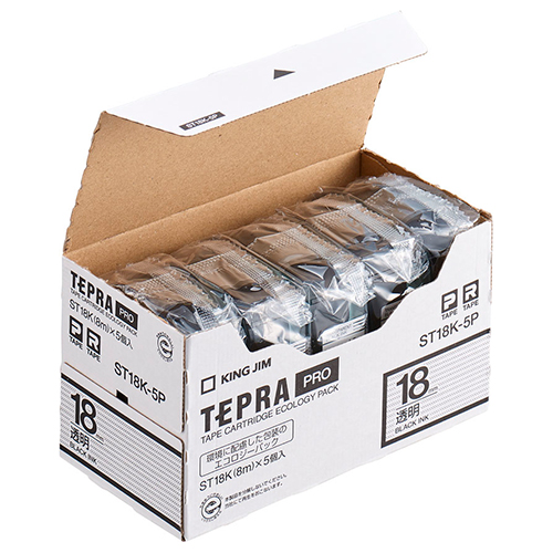 キングジム　ＳＴ１８Ｋ－５Ｐ　ＰＲＯテ－プエコパック透明ラベル【５個入