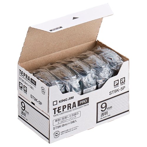 キングジム　ＳＴ９Ｋ－５Ｐ　ＰＲＯテ－プエコパック透明ラベル【５個入
