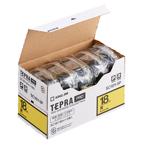キングジム　ＳＣ１８Ｙ－５Ｐ　ＰＲＯテ－プエコパックカラ－黄【５個入】