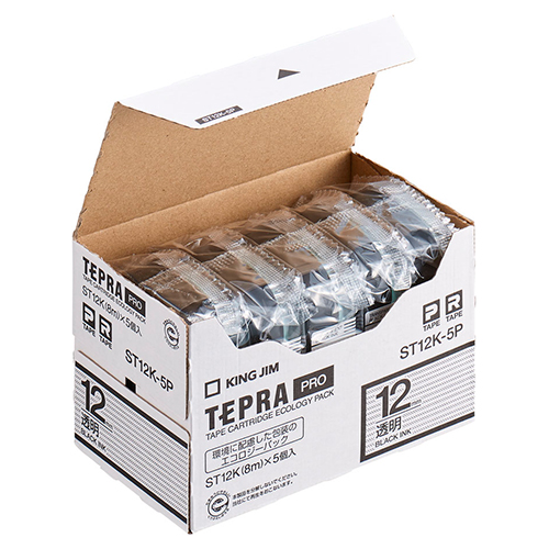 キングジム　ＳＴ１２Ｋ－５Ｐ　ＰＲＯテ－プエコパック透明ラベル【５個入