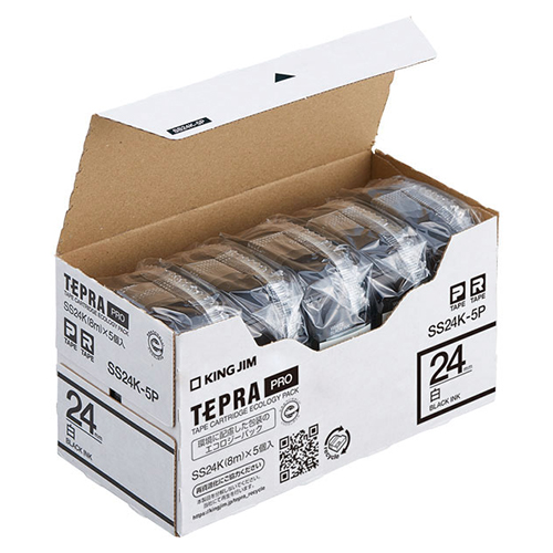 キングジム　ＳＳ２４Ｋ－５Ｐ　ＰＲＯテ－プエコパック白ラベル【５個入】