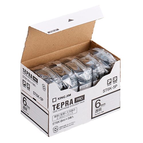 キングジム　ＳＴ６Ｋ－５Ｐ　ＰＲＯテ－プエコパック透明ラベル【５個入