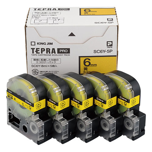 キングジム　ＳＣ６Ｙ－５Ｐ　ＰＲＯテ－プエコパックカラ－黄【５個入】