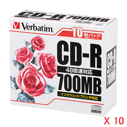 バーベイタム　ＳＲ８０ＰＰ１０Ｃ　ＣＤ－Ｒ　【１０枚ＰＸ１０個入】