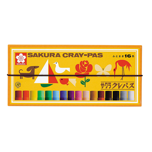 サクラクレパス　ＬＰ１６Ｒ　クレパス太巻１６色（ゴム紐付）