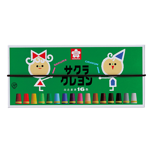 サクラクレパス　ＬＹ１６Ｒ　クレヨン太巻１６色（ゴム紐付）