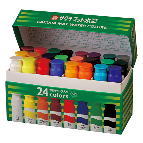 サクラクレパス　ＭＷ２４ＰＥ　マット水彩２４色１２ｍｌポリチューブ入