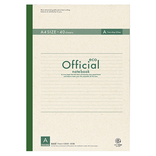 日本ノート（アピ　１Ａ４ＦＥ　オフィシャルエコ　糸綴じノート