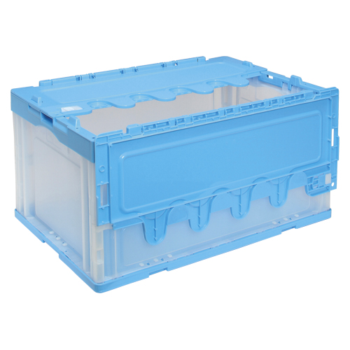 岐阜プラ　ＣＦ－Ｓ７６ＮＲ（ブルートウメイ）　折りたたみコンテナ　フタ付／ブルー透明